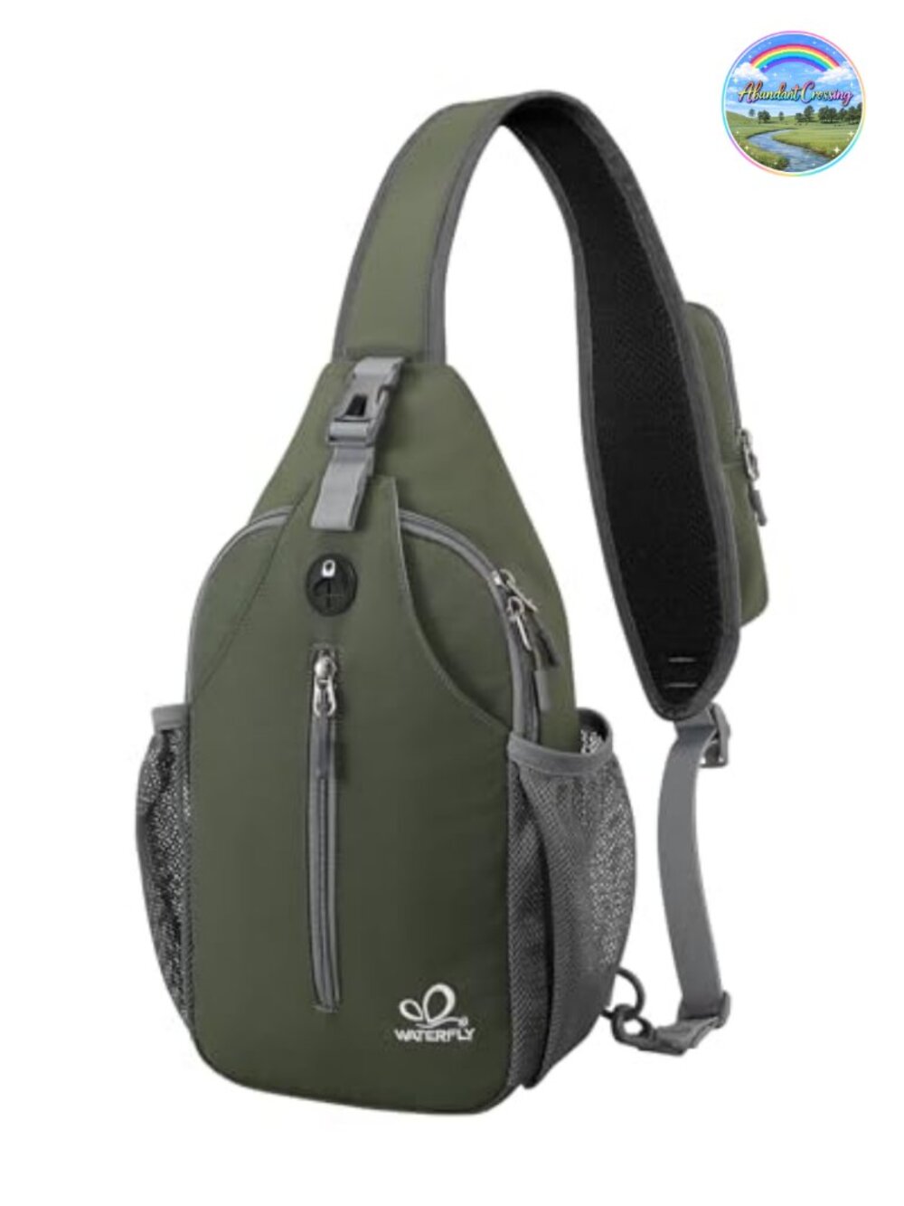 WATERFLY Crossbody Sling Backpack Nylon Travel Hiking Daypack